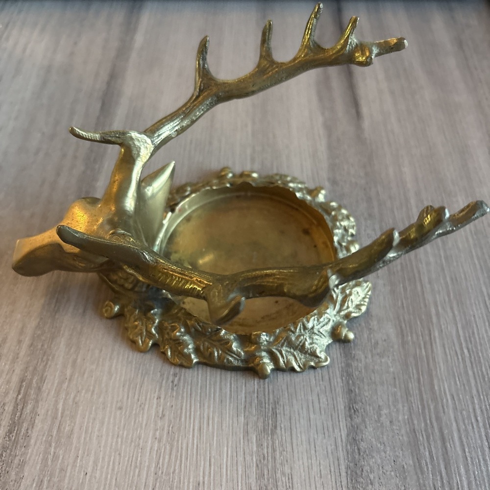 Stag Deer Elk Head Pillar Candle Holder Silver Plated 4" Tall 6" Long